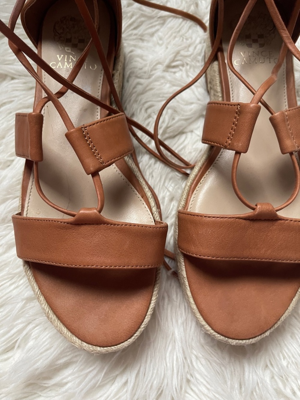 Vince Camuto Brown Lace-Up Espadrille Sandals - Picture 6 of 12